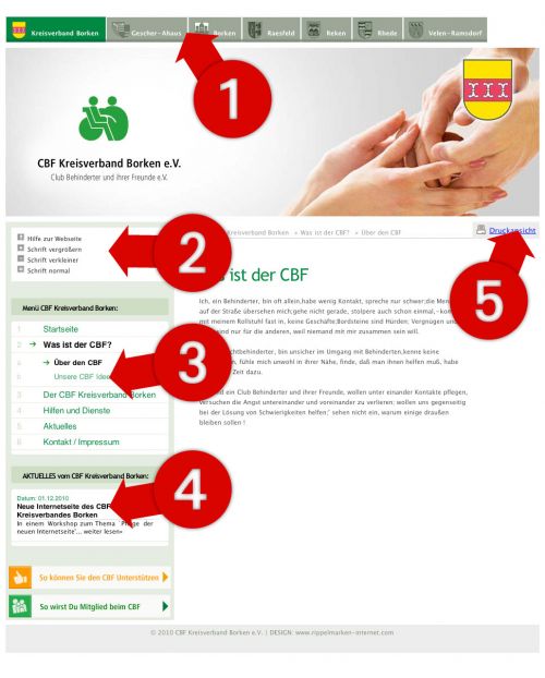 Bildschirmfoto der CBF-Seite Bildschirmfoto der CBF-Seite
