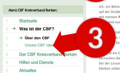 Menü der Internetseite Menü der Internetseite